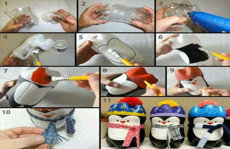 Pinguino con bottiglie di plastica 