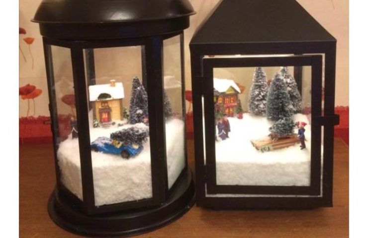 Lanterne decorate con neve (foto dal web)