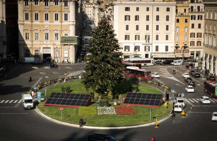 pannelli fotovoltaici albero Piazza Venezia