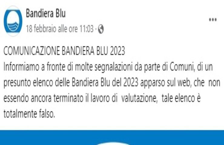 Comunicazione Fee fake news Bandiere Blu 2023 