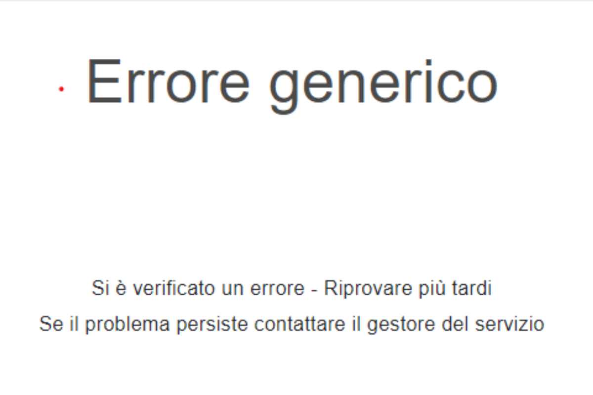 Errore generico Poste Italiane