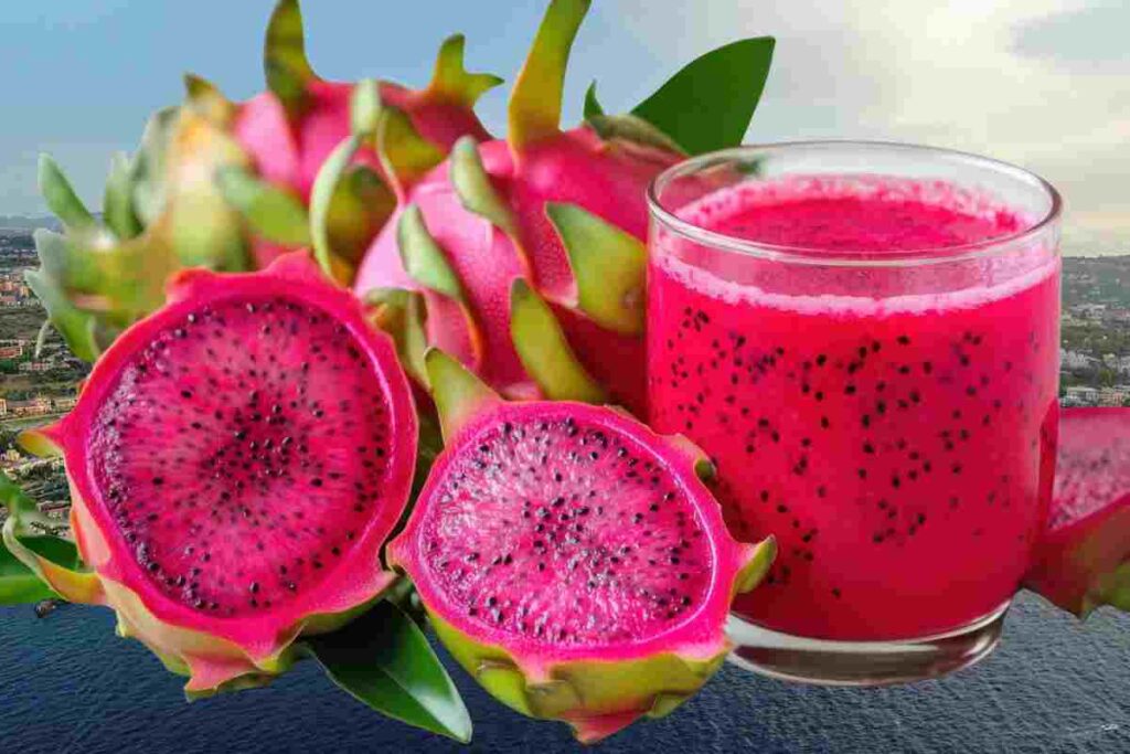 la pitaya e sullo sfondo la sicilia