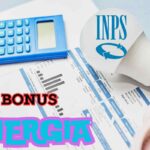 bollette, lampadina, calcolatrice, logo inps e scritta bonus energia